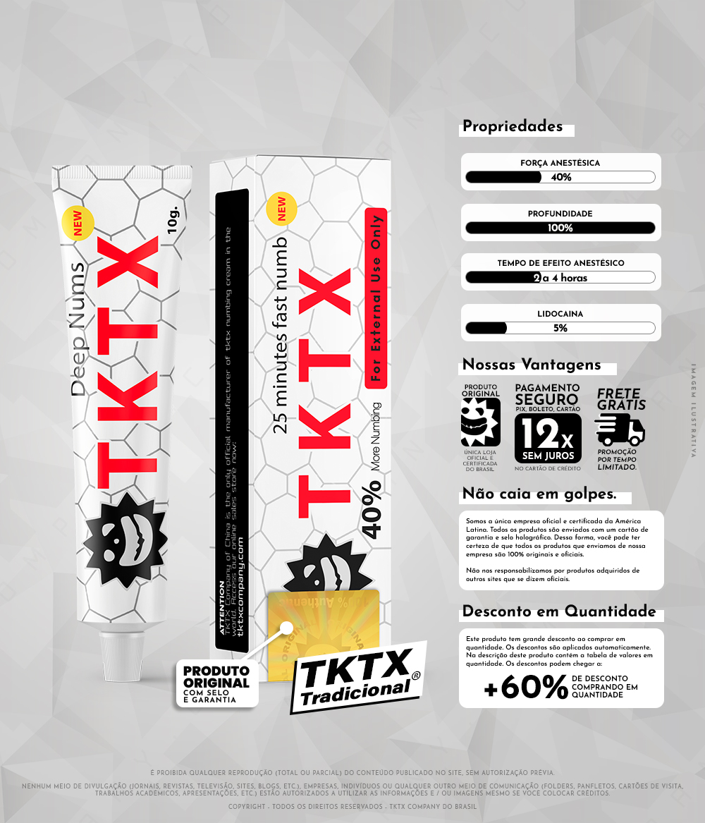 Pomada Anestésica TKTX Branca 40% Original
