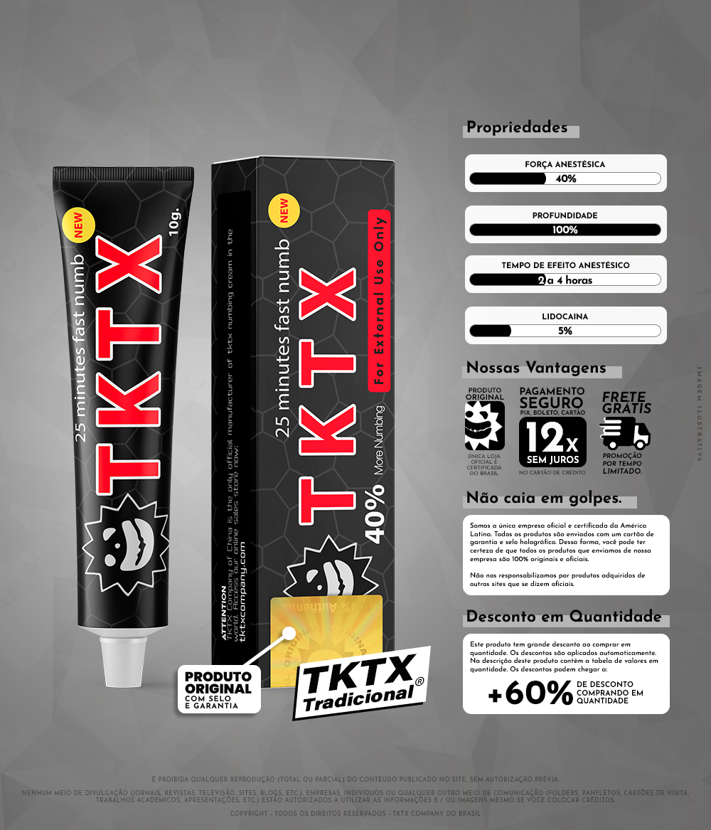 Pomada Anestésica TKTX Preta 40% Original