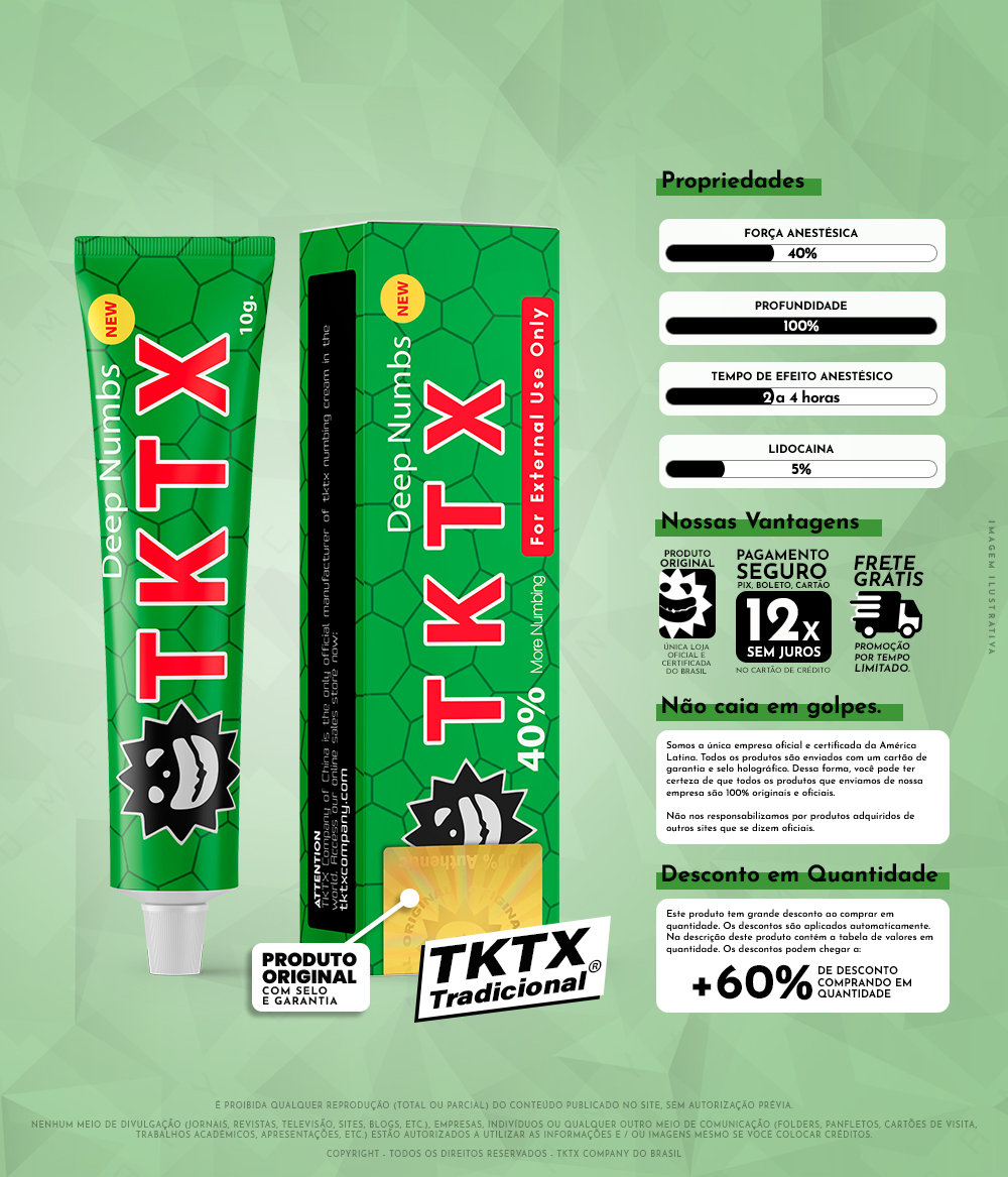 Pomada Anestésica TKTX Verde 40% Original
