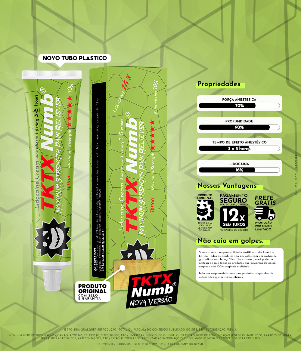 Pomada Anestésica TKTX Verde Numb