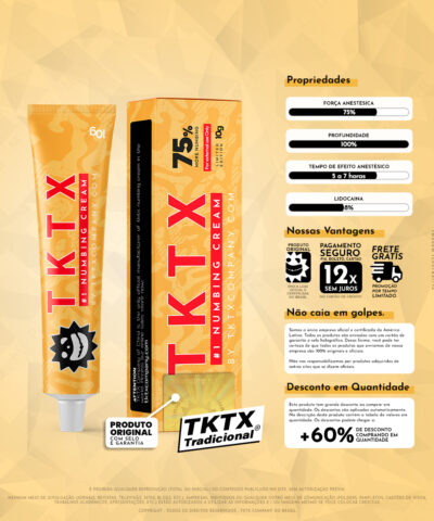 Pomada Anestésica TKTX Amarela 75% Original