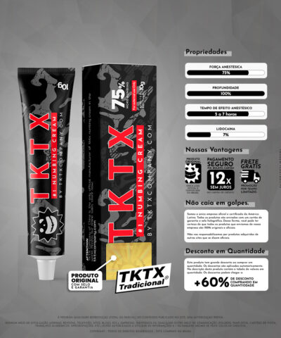 Pomada Anestésica TKTX Preta 75% Original